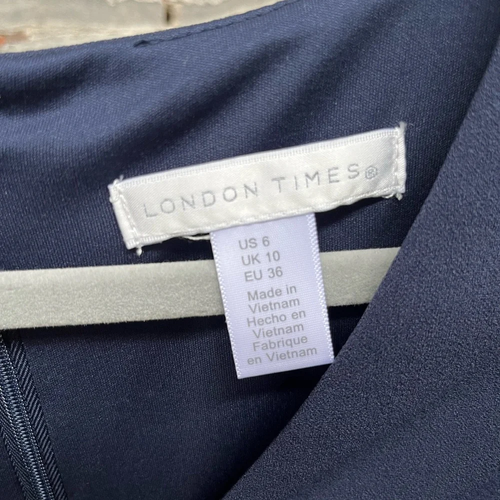 London Times Women's V-Neck Polished Flounce Hem Twist Waist Sz 6 NWT - Picture 5 of 8